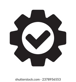 Marque el icono de la marca de marcha, cog con el icono de verificación verde.