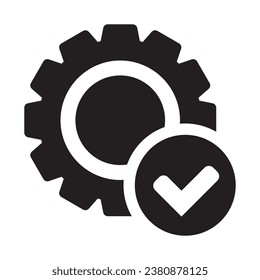 Check mark in gear icon, cog  with check icon.