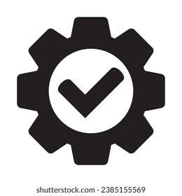 Marque con el icono de engranaje, cog con el icono de verificación.