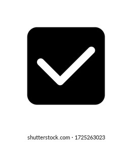 Markieren Sie den Symbolkonstruktionsvektor. Genehmigen Sie das Symboldesign der Glyphe. Symbol für die Glyphe der Checkliste Bearbeitbarer schwarzer Hub.