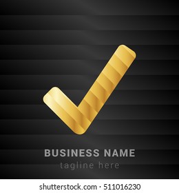 Check Mark Gold and Black silk fashion premium icon / Logo