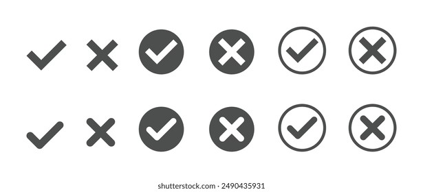 Check mark graphic vector icons set