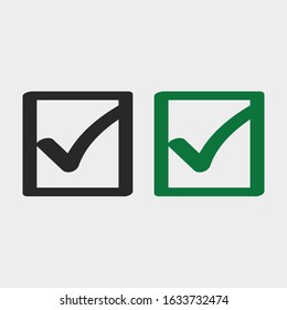 Check mark green and black line icons. Vector illustration. - Vector - Vector