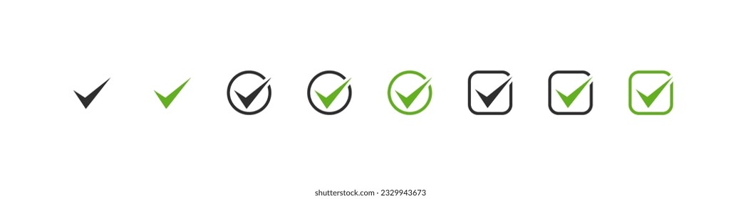 Check Mark. Green and Black Check Mark. Check Mark vector icon. Vector illustration