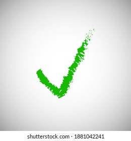 Check mark green icon on white background. Creative illustration concept symbol for web or mobile app