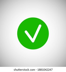 Check mark green icon on white background. Creative illustration concept symbol for web or mobile app