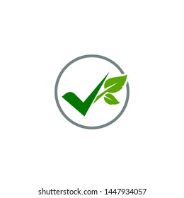 check mark green leaf logo icon - vector