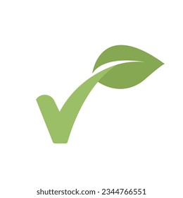 Marcar con hoja verde. Icono natural vegan. Eco, bio, orgánico, etiqueta de producto. Ilustración vectorial.