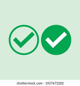 Check mark green line icons. Vector illustration. - Vector