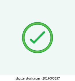 Check mark green line icons. Vector illustration. - Vector