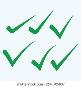 Check mark green line icons. Vector illustration. - Vector