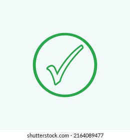 Check mark green line icons. Vector illustration. - Vector