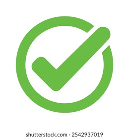 Marque os ícones de linha verde. Ilustração vetorial. ícones de marca de seleção eps