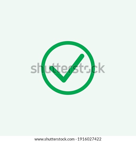 Check mark green line icons. Vector illustration. - Vector