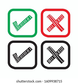 Check mark green, red and black line icons. Vector illustration. eps - Vector