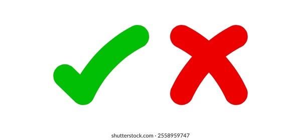 check mark green and red cross, confirm or deny, yes or no icon, check mark and cross sign