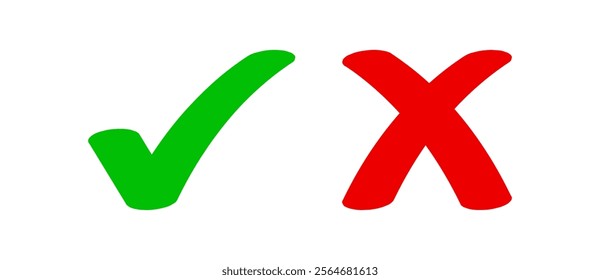 check mark green and red cross, confirm or deny, yes or no icon, check mark and cross sign