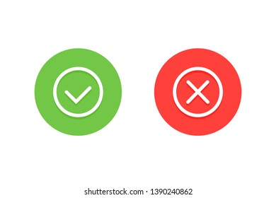Check mark green and red icons. Modern vector illustration flat style.