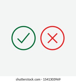Check mark green and red line icons. Vector illustration. eps - Vector