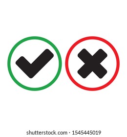 Check mark green and red line icons. Vector illustration. eps - Vector