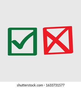 Check mark green and red line icons. Vector illustration. - Vector - Vector