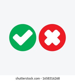 Marque los iconos de la línea verde y roja. Ilustración vectorial. - Vector