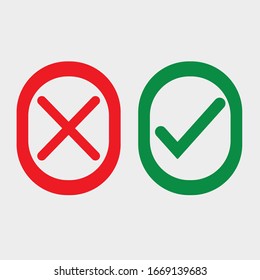 Check mark green red line icons. Vector illustration. - Vector