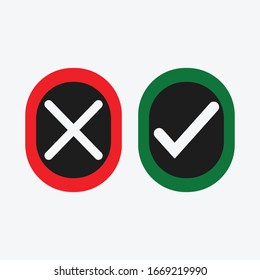 Check mark green and red line icons. Vector illustration. - Vector