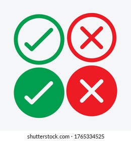Marque los iconos de línea verde y roja. Ilustración vectorial. - Vector