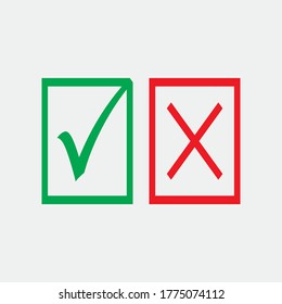 Marque los iconos de línea verde y roja. Ilustración vectorial. - Vector