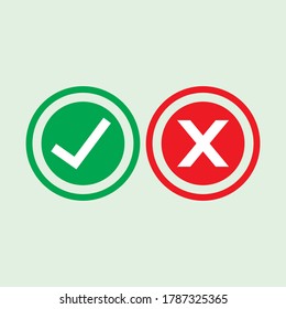 Check mark green and red line icons. Vector illustration. eps - Vector