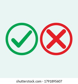 Marque los iconos de línea verde y roja. Ilustración vectorial. eps - Vector