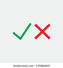 Check mark green and red line icons. Vector illustration. eps - Vector