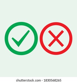 Marque los iconos de línea verde y roja. Ilustración vectorial. eps - Vector