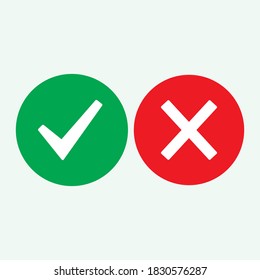 Check mark green and red line icons. Vector illustration. eps - Vector