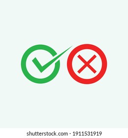 Marque los iconos de línea verde y roja. Ilustración vectorial. - Vector