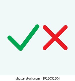 Check mark green and red line icons. Vector illustration. - Vector