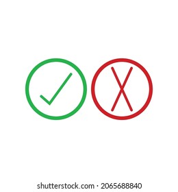 Check mark green and red line icons. Vector illustration. eps - Vector
