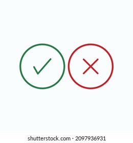Check mark green and red line icons. Vector illustration. eps - Vector