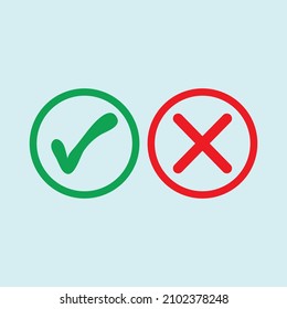 Check mark green and red line icons. Vector illustration. eps - Vector