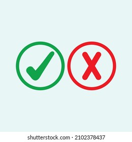 Check mark green and red line icons. Vector illustration. eps - Vector