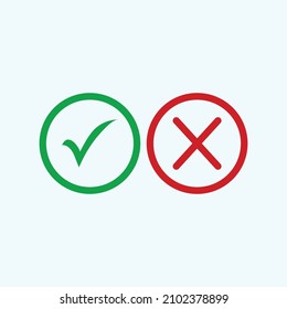 Check mark green and red line icons. Vector illustration. eps - Vector
