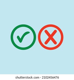 Marque los iconos de línea verde y roja. Ilustración vectorial. eps - Vector