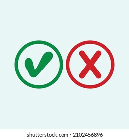 Check mark green and red line icons. Vector illustration. eps - Vector