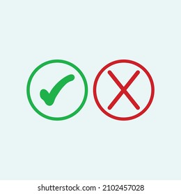 Marque los iconos de línea verde y roja. Ilustración vectorial. eps - Vector