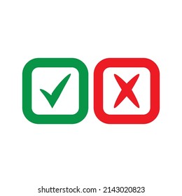 Check mark green and red line icons. Vector illustration. eps - Vector