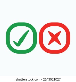 Check mark green and red line icons. Vector illustration. eps - Vector