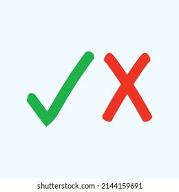 Check mark green and red line icons. Vector illustration. eps - Vector