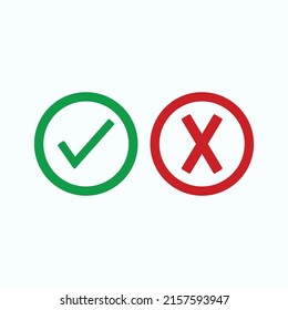 Check mark green and red line icons. Vector illustration. eps - Vector