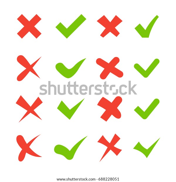 Check Mark Green Tick Red Cross Stock Vector (royalty Free) 688228051 